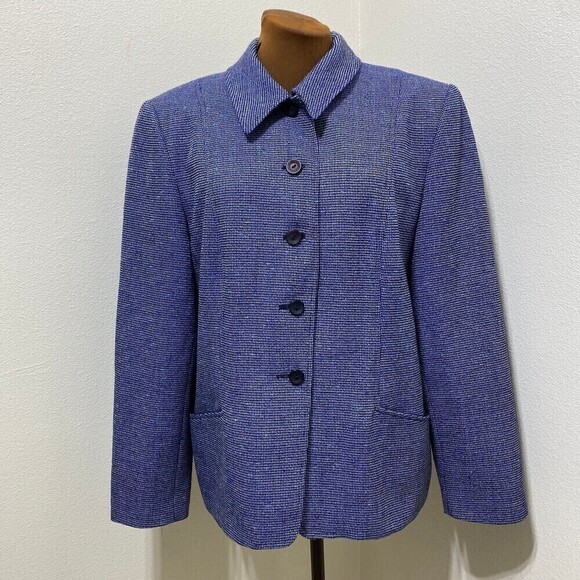 Pendleton Classic Womens Suit Jacket Blazer Blue Wool Blend Fully Lined Size 14 - Picture 1 of 8